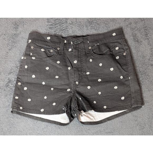 LEVI STRAUSS women's High rise Daisy print shorts black Med/Lg (30) Cottagecore - Picture 1 of 9